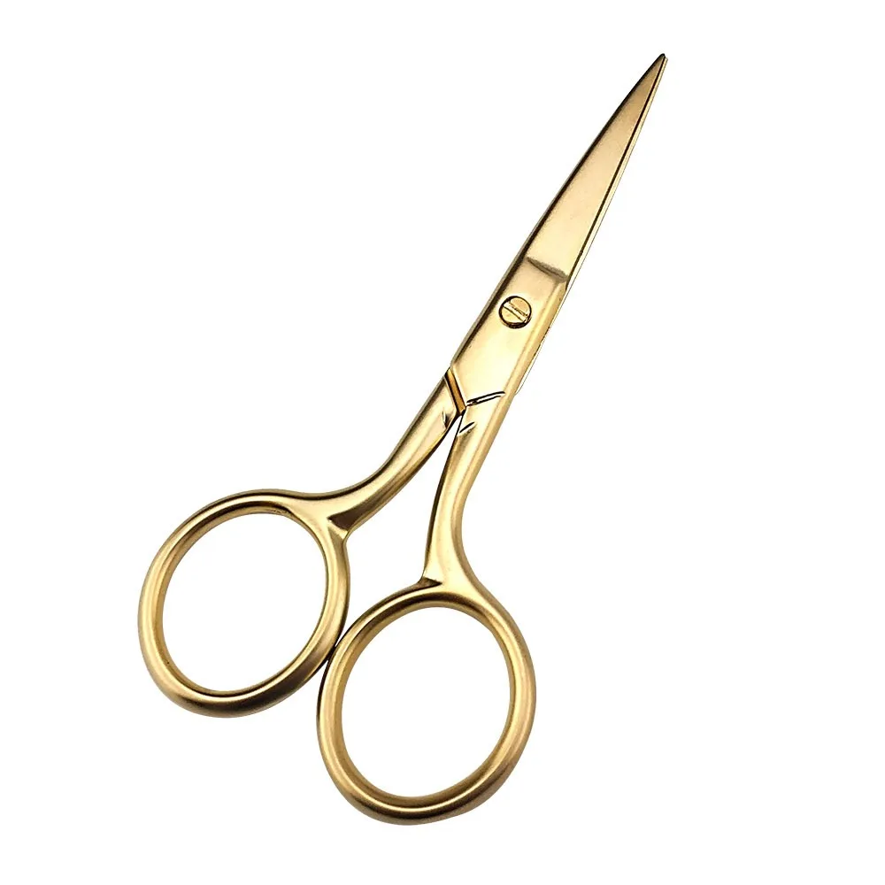 OEM Accepted Japanese Stainless Steel 24K Gold Plated Color Eyebrow Trimming Cuticle Scissors Beauty Care Eyelash Scissors