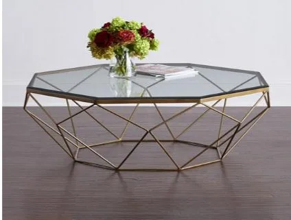 Geometric Coffee Table Mystique Glass-top Handcrafted Coffee Table for Living Room Decoration Outdoor and Indoor Metal Iron