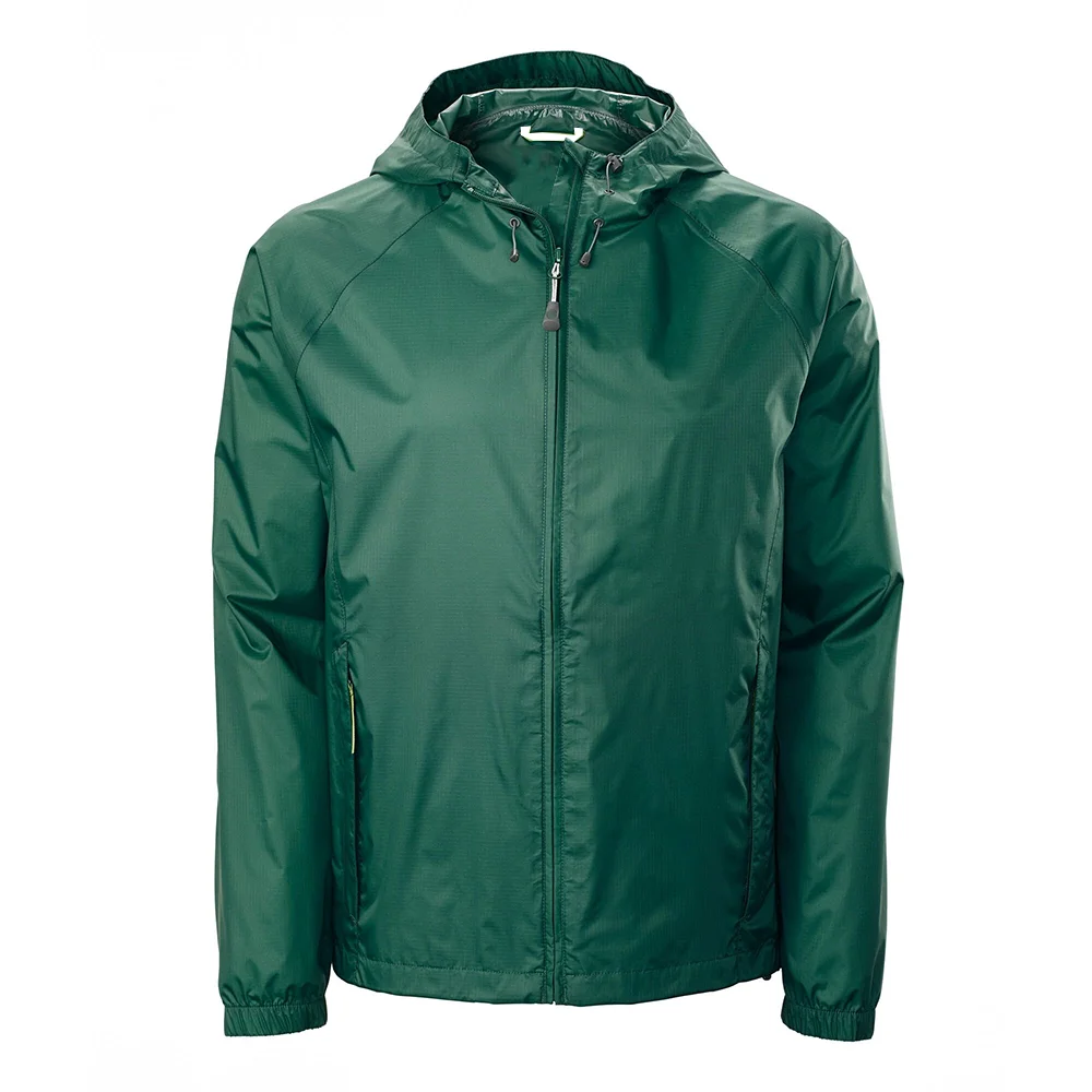 Lightweight Waterproof Rain Jackets Dark Green Color Full Sleeve Men Rain Jacket