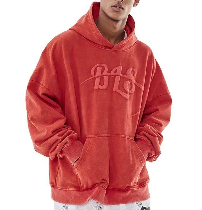 oem odm custom logo private label wholesale factory pigment dye embroidery hoody 3d puff embroidery hoodie for men