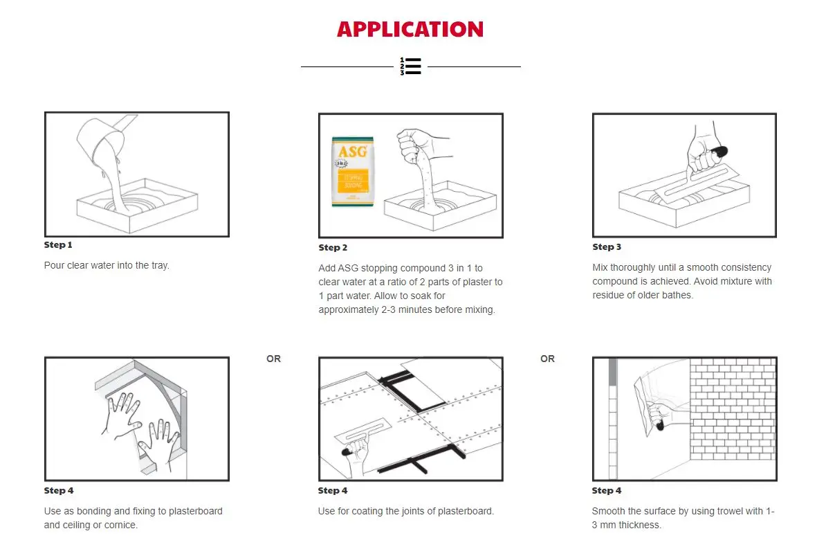 ASG 3-in-1 Stopping Compound for Wall Plastering & Fixing Cornice Manufactured in Malaysia
