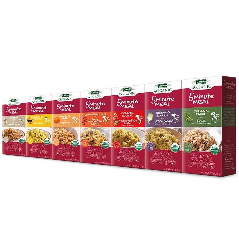 Italian High Quality Organic meal Bulgur with Spicy Fagioli Rossi - Beans  ready in 5 minutes in microwave 100g