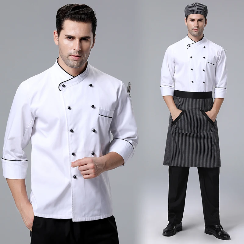 Костюм для бара, кухни, унисекс, униформа шеф-повара, куртка, униформа для приготовления пищи, дизайнерская униформа для ресторана, отеля, мотеля, ресторана, полиэстер/хлопок