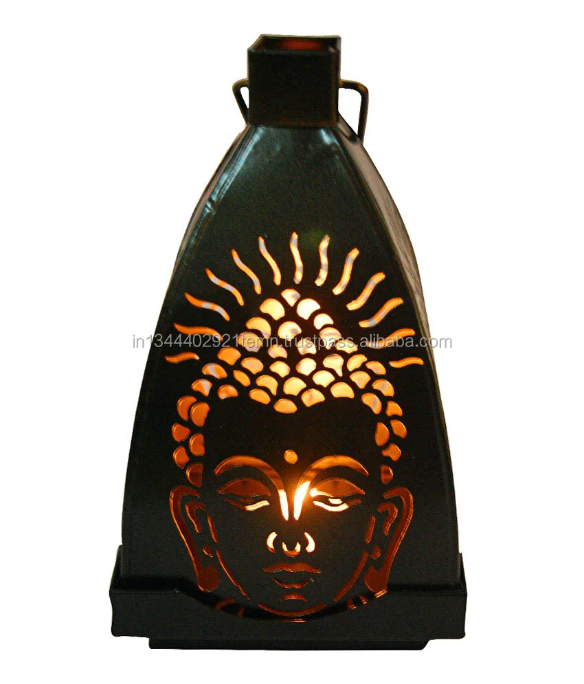 Antique Moroccan Candle Lantern in Clear Glass Rustic Copper Metal Finish