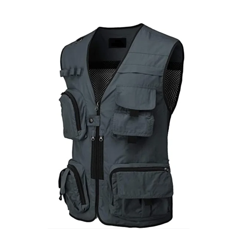 Mens Premium Casual Active Cargo Camping Vests Multi-Pocket