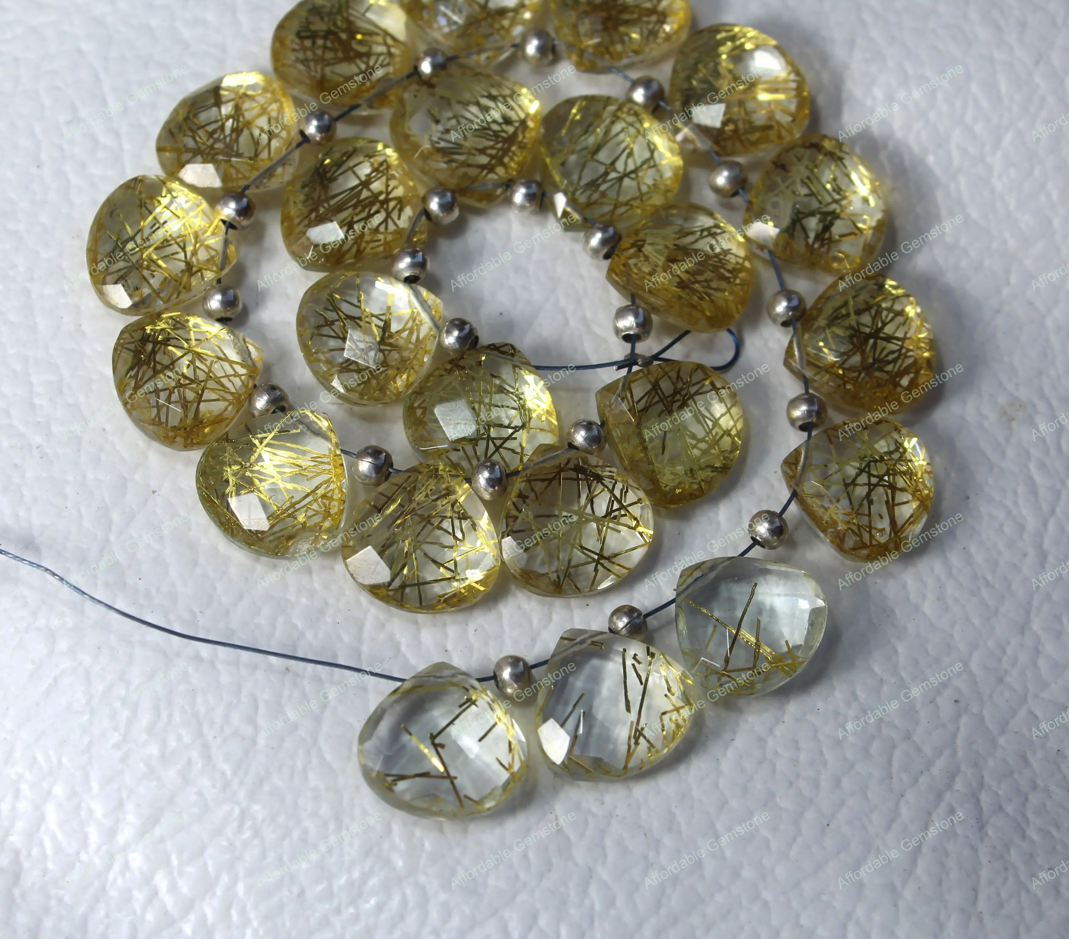 Медный Рутиловый драгоценный камень в форме сердца граненый ювелирные изделия полированные драгоценные камни Размер 12x12 мм