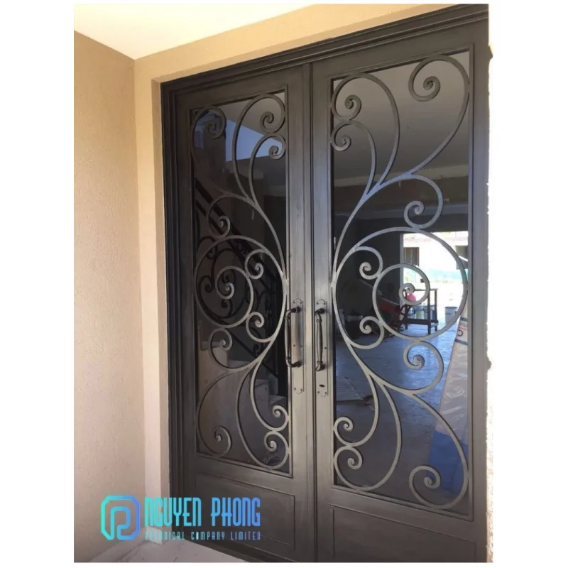  Последний дизайн двойной входной двери для наружной стальной кованая железная дверь входная безопасности