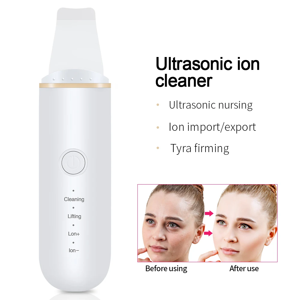 2022 Best Selling Ultrasonic Skin Scrubber Deep Facial Cleaning Machine Black Head Remover Face Spatula Pores Cleaner