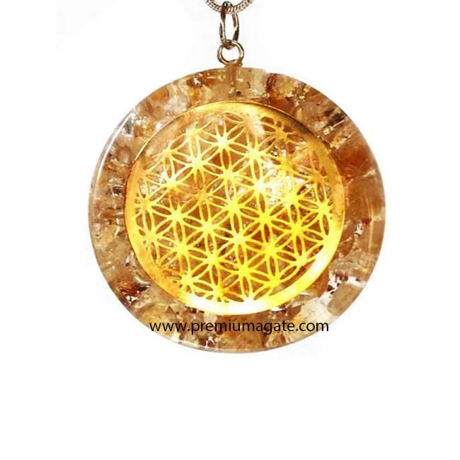 Круглые Подвески из цитрина, оргона, цветок жизни, оптовая продажа подвесок из оргонита из Индии
