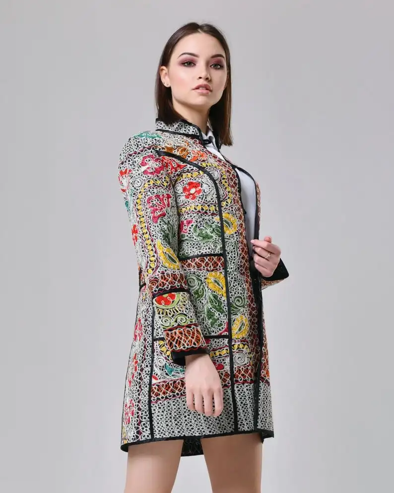 Длинная Куртка Suzani винтажное цыганское пальто куртка коллекция красивая работа Banjara новый зимний топ высокого качества для женщин