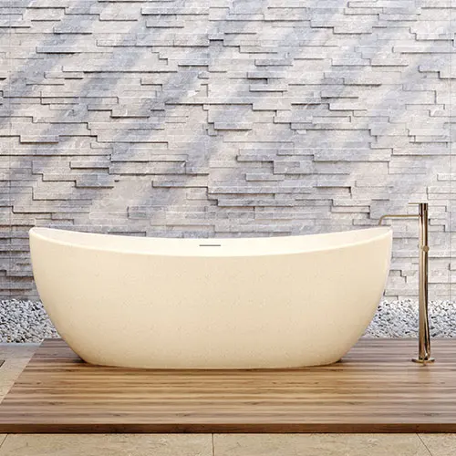 Modern smooth surface Artificial stone oval shape freestanding stone bathtub terrazzo