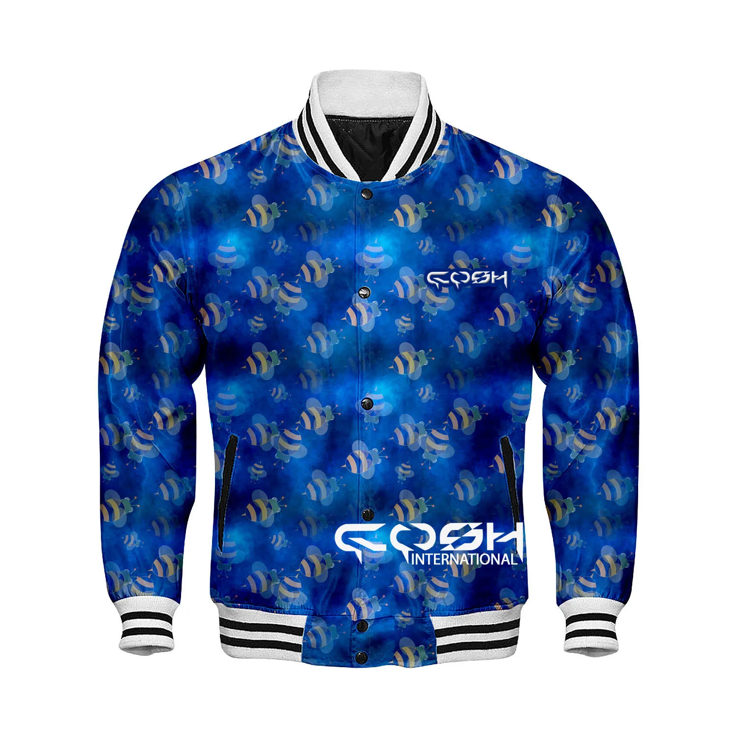 Оптовая продажа лучшее качество индивидуальная Синяя атласная куртка с изображением Галактики