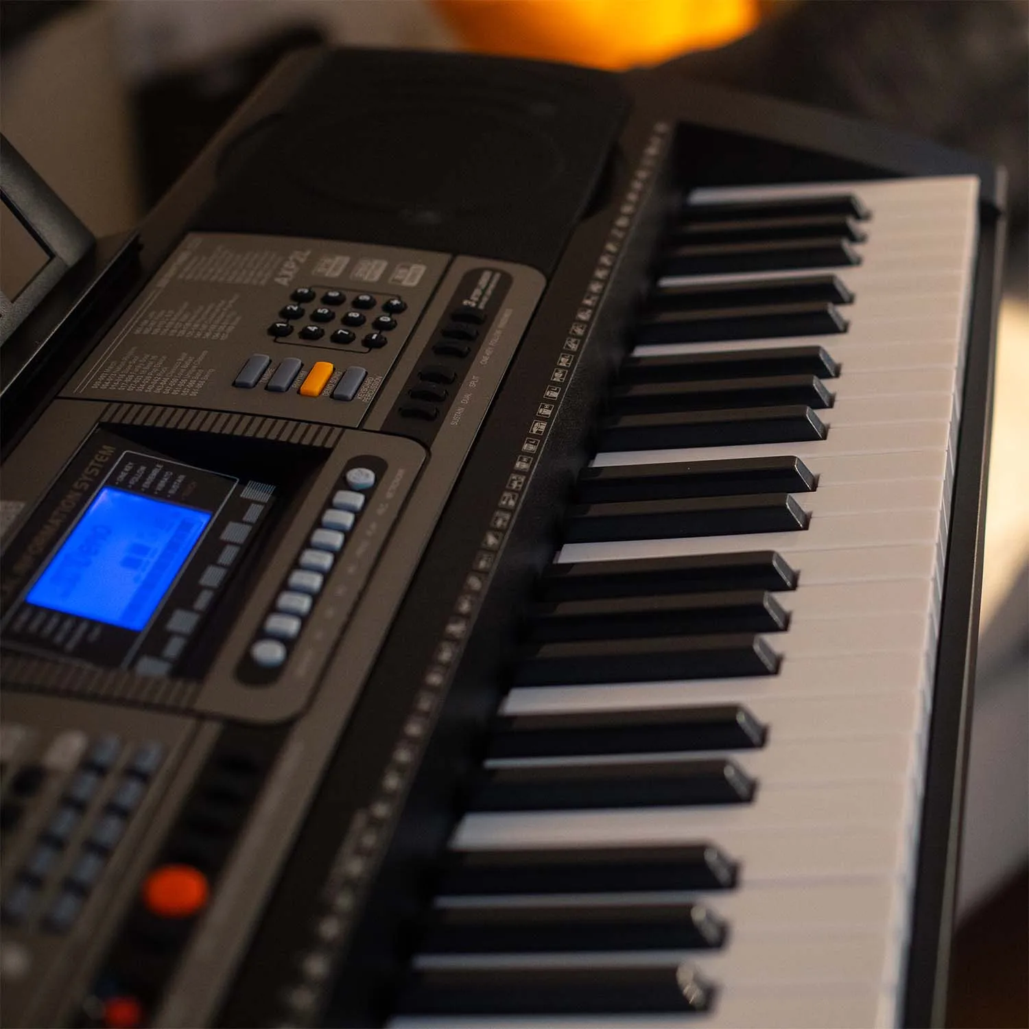 Axus AXP2L Light Up Portable Music Keyboard 61 Keys Touch Sensitive Lesson Function with Music Rest and Power Adaptor