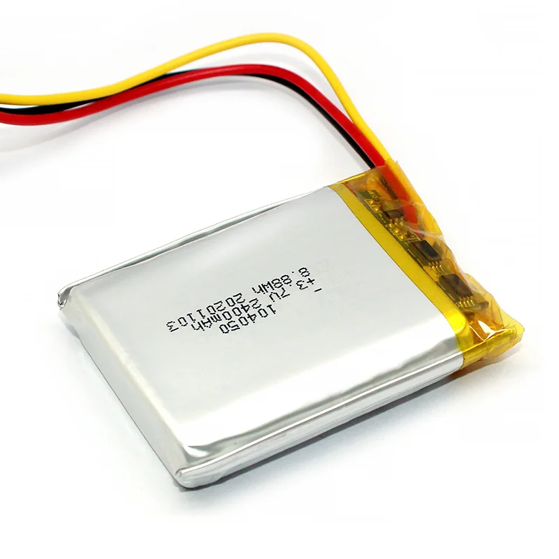 2400mah Large Capacity Lipo Battery 104050 3.7v 8.88wh Rechargeable Lithium Polymer Battery With Jst Connector