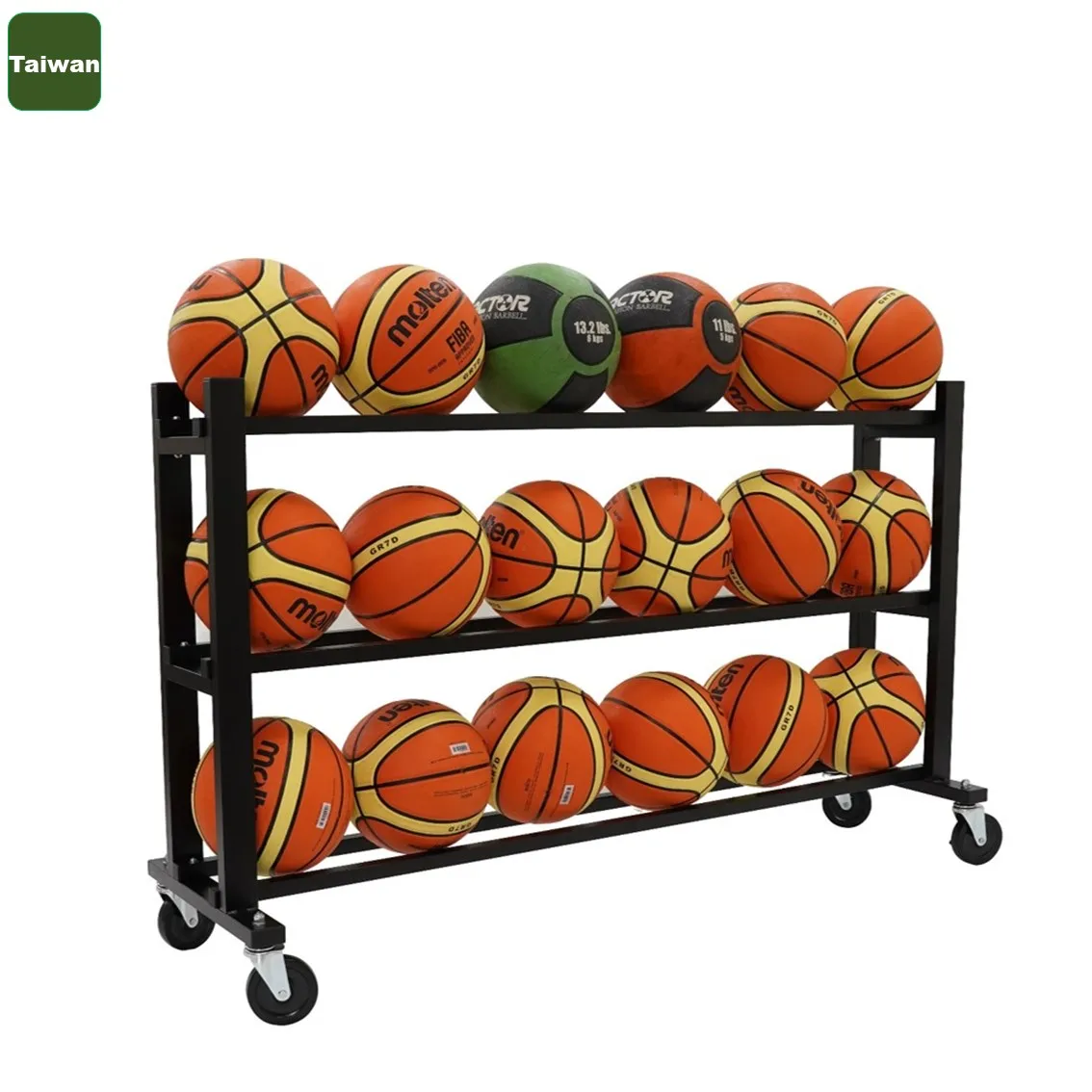 Ball arrangement basket with wheel sports (size: 128.5 × 106 × 42cm) stainless steel ball cart