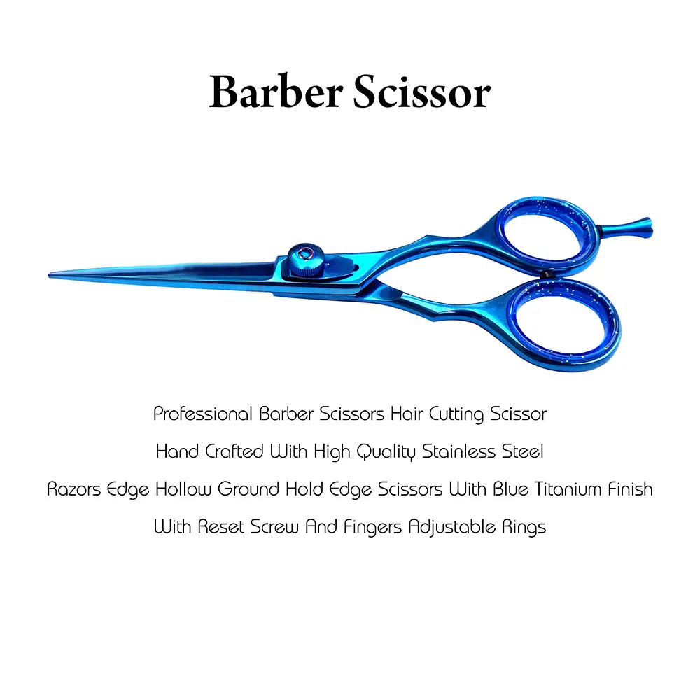 Low MOQ Customized Hair Barber Scissors Titanium Coating Cutting Hair Scissors Beauty Salon Stainless Steel Barber Scissors