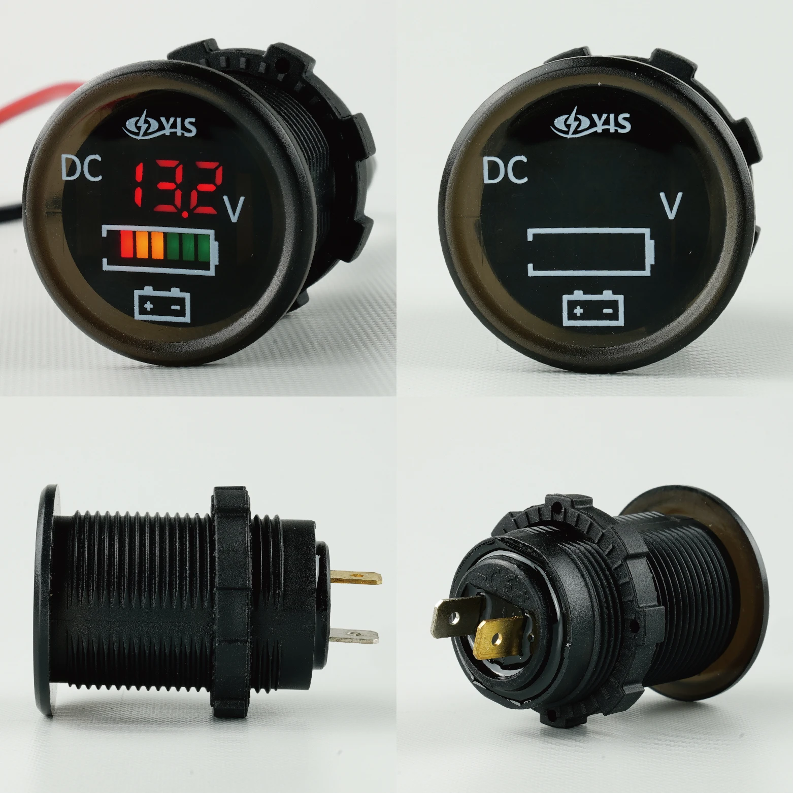 YIS Marine DC 12/24V IP67 Waterproof Round Digital Battery Voltage Meter 12v volt voltmeter for marine boat motorcycle car