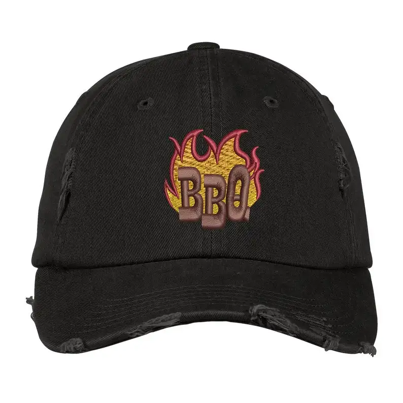 Custom Embroidery LOGO no minimum  Ink Stitch DT600 BBQ Barbecue Vintage Distressed Cotton Baseball Hats - 9 Colors