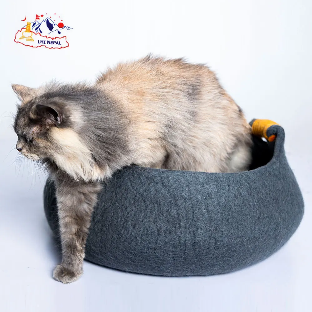 Cat Bed, House, Cave, 100% Handmade from Sheep Wool 500gm-1kg  | felt, natural, ecological pet house