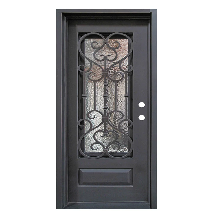 villa house front entry wrought iron grill door designs with operable window