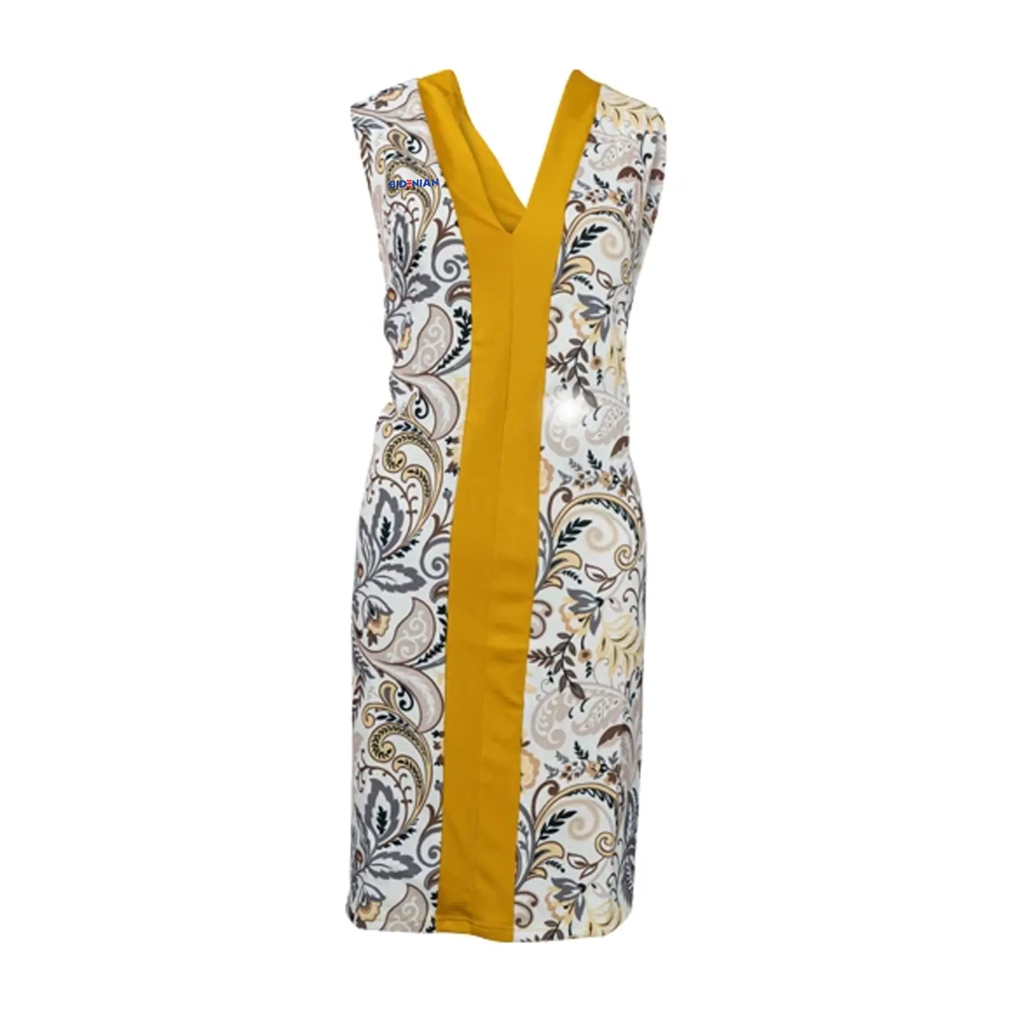 
Casual Sleeveless Long Top With Golden Stripe & Amazing Body Print 