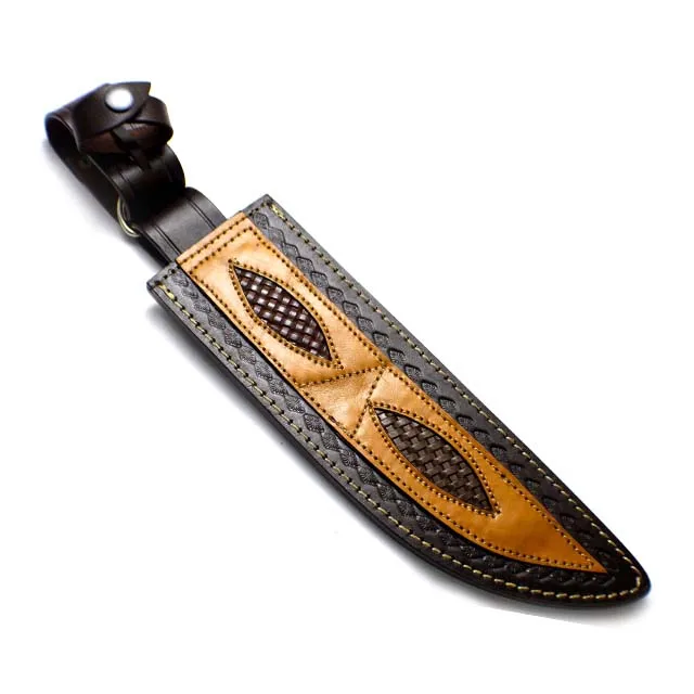 Hot Selling High Quality Low Price Rich Grain Textured Leather Sheath for Fixed Blade Bowie Knives