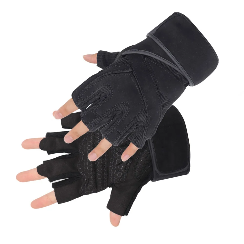 Best selling custom logo Half Finger Fitness Gloves Anti Slip Shockproof PU motorcycle racing gloves