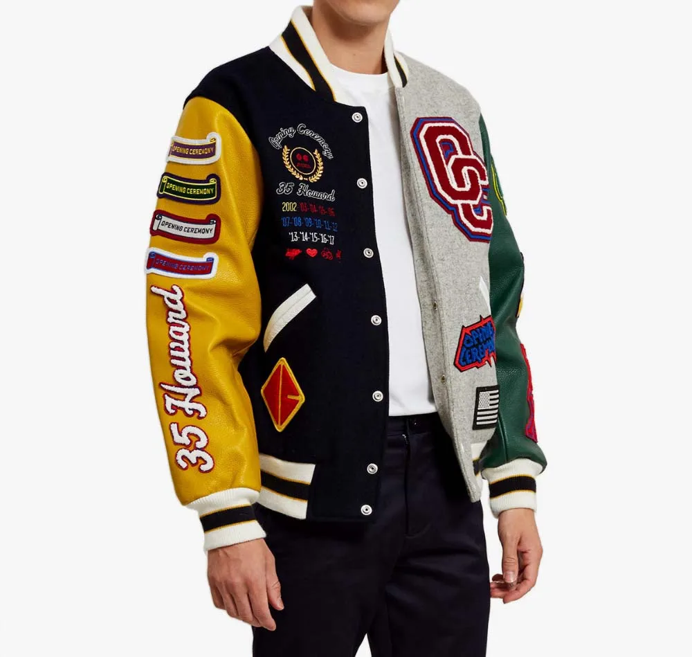 New design winter solid color men baseball jacket hip pop casual leather sleeves varsity jacket custom for men