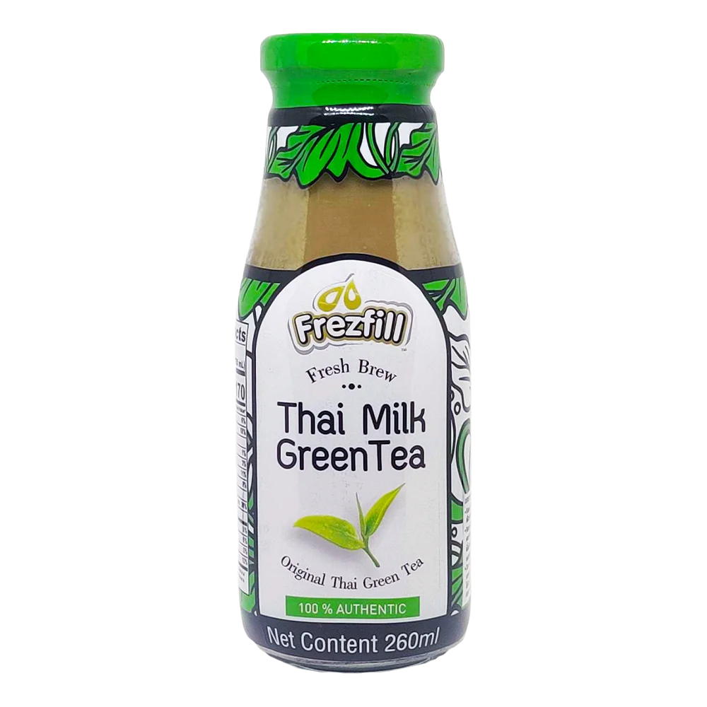 Thailand Healthy Organic Beverage - Ready to Drink Thai Milk Green Tea 260ml in Glass bottle with GMP Certification