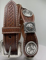 star  conchos + Rooster conshos real leather belts  from China belts factory