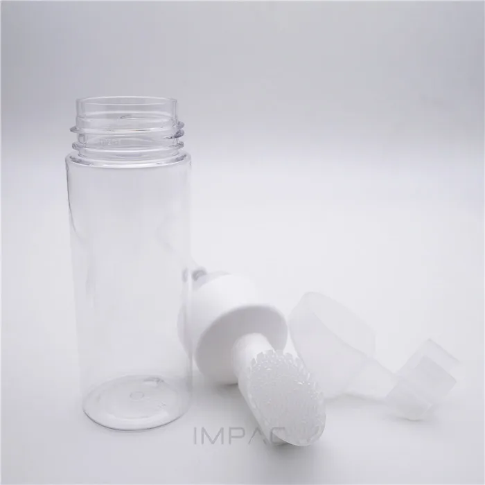 clear empty transparent foam bottle with brush 150 ml for skin care packaging