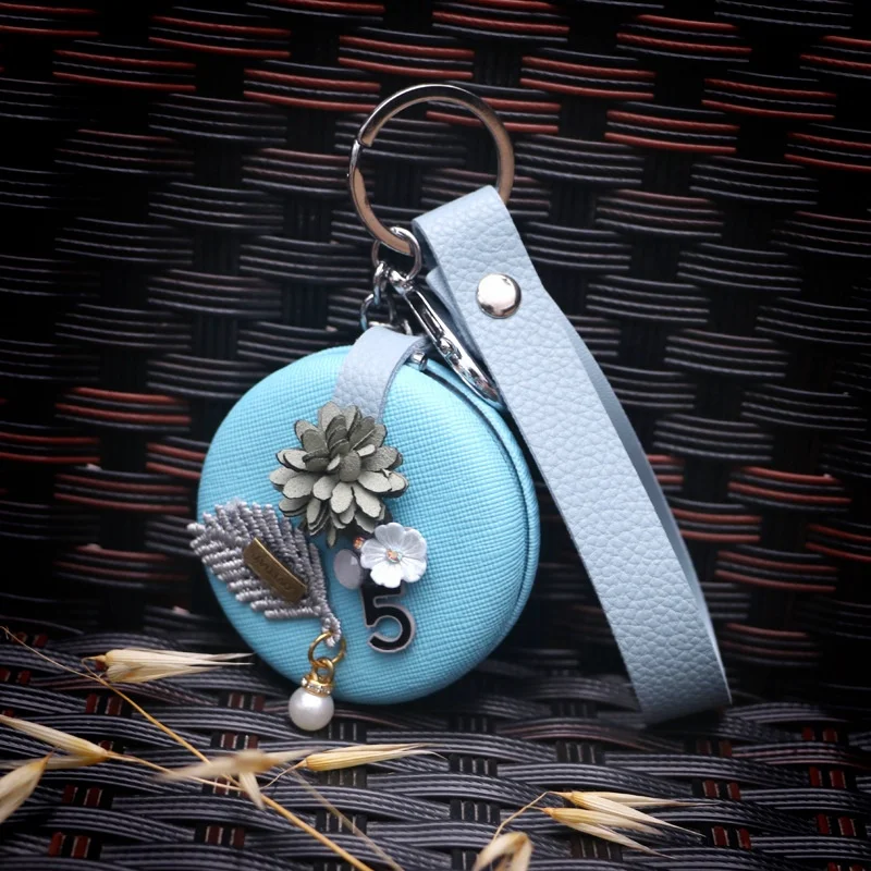 Mini portable cartoon personality folding compact mirror keychain