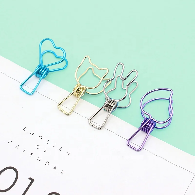 Colorful cute shape stainless steel cloths clip Accept Custom shape spring clips Metal binder clip