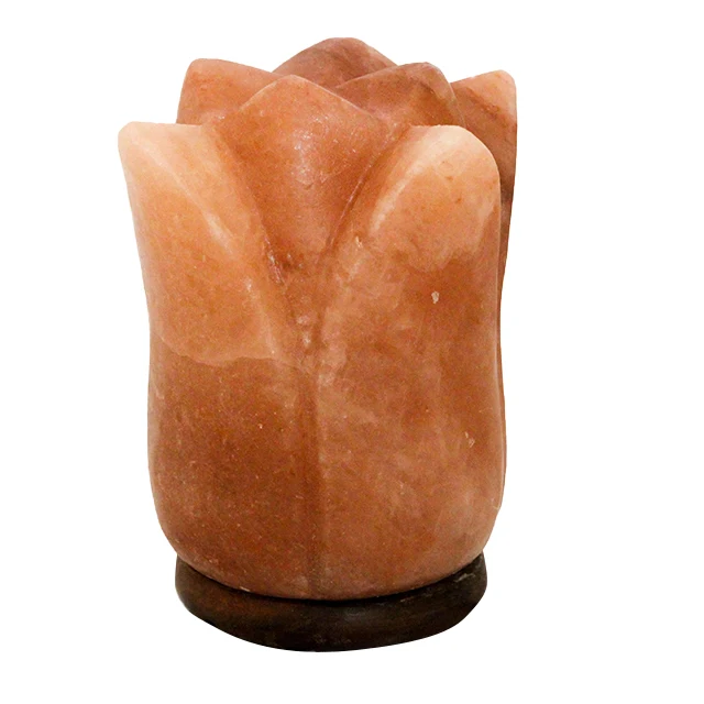 Розовая Гималайская солевая лампа в форме тюльпана