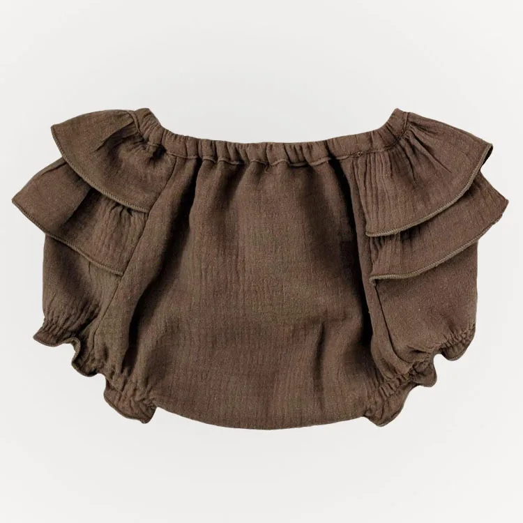 Fashion Organic Cotton Ruffles Gauze Newborn Girls Baby Short Pants