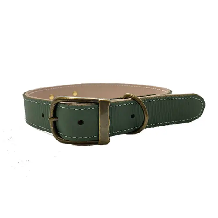 Full Grain Cowhide Natural Adjustable Comfort Outdoor Solid 100% leather dog collar luxury