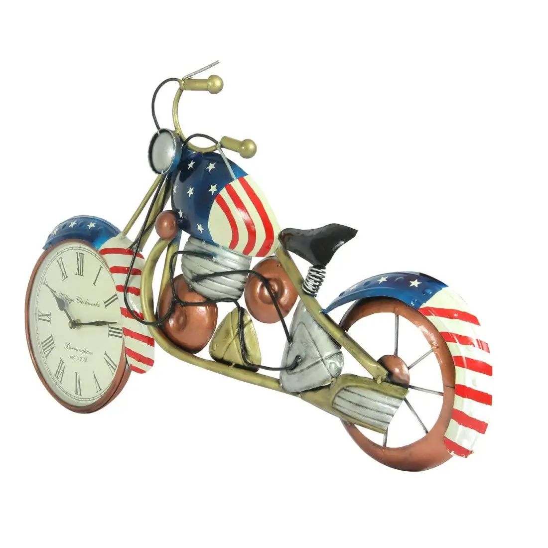 Newest US BIKE Amazon Hot Selling Custom Design Decorative Metal Vintage Design Antique Clock for Home Art WALL Decoration