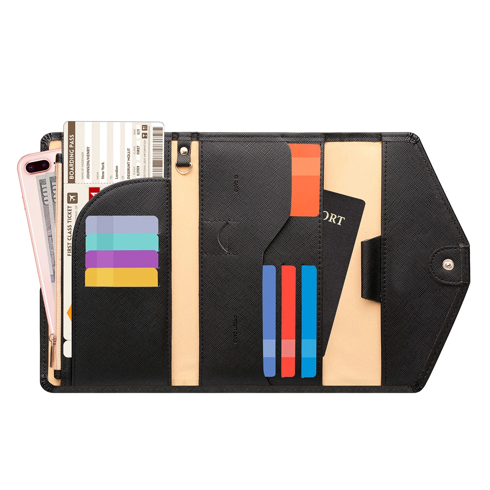 Hotsale RFID blocking business travel passport holder fashion cross pattern leather passport wallet