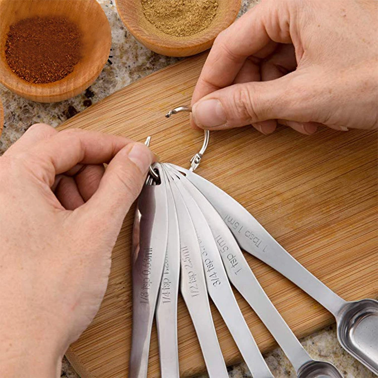 Top Sale High Productivity 2 in1 Coffee Scoop Weight Rectangle Food Measuring Metal Spoon