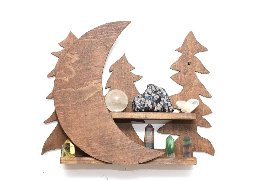 Beautiful hand cut Woods and the Moon Crystal Shelf