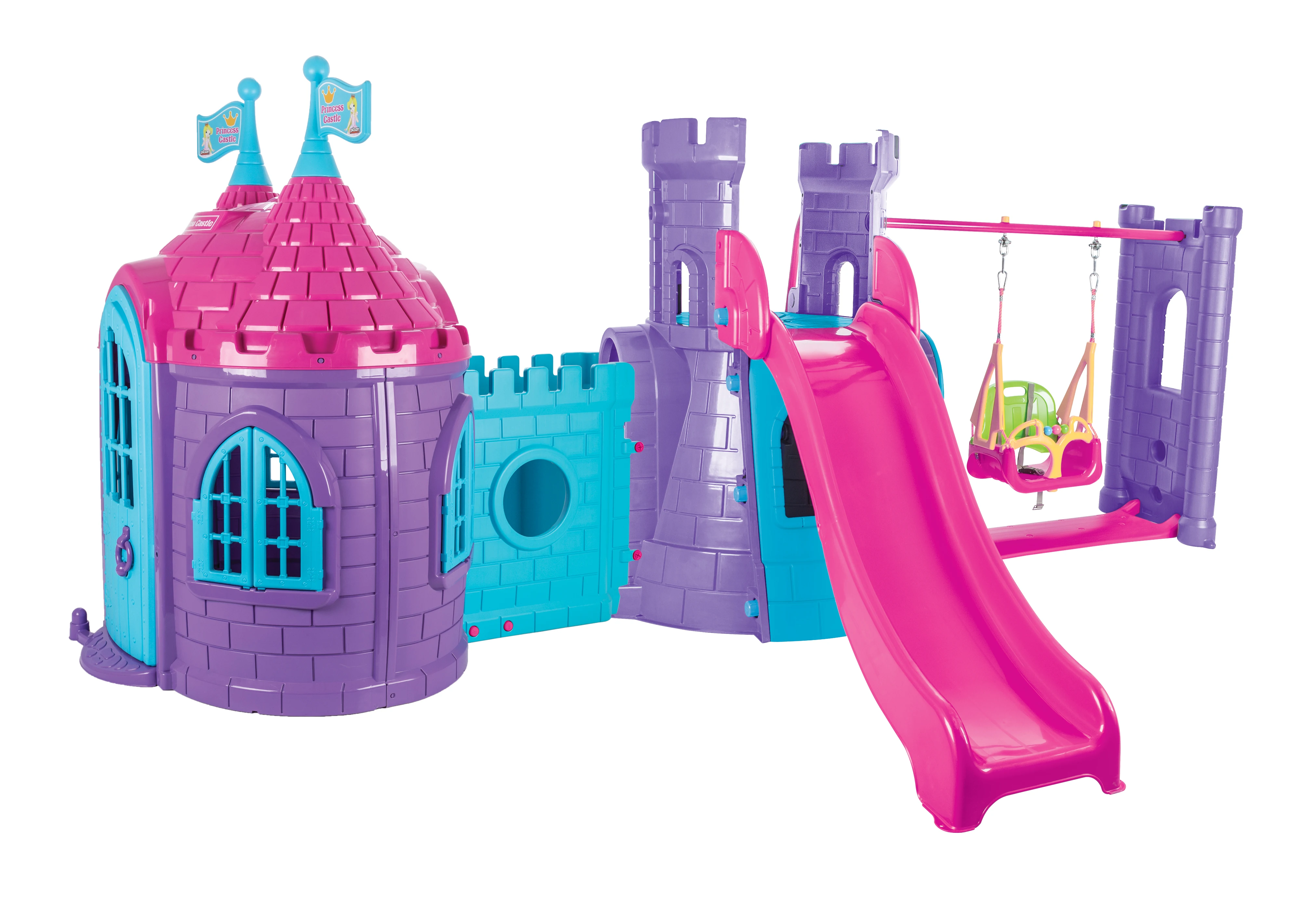 Playhouse For Toddliers Optional With Swing and  Hoop Set,Plastic Outdoor Playground for Kids - Children