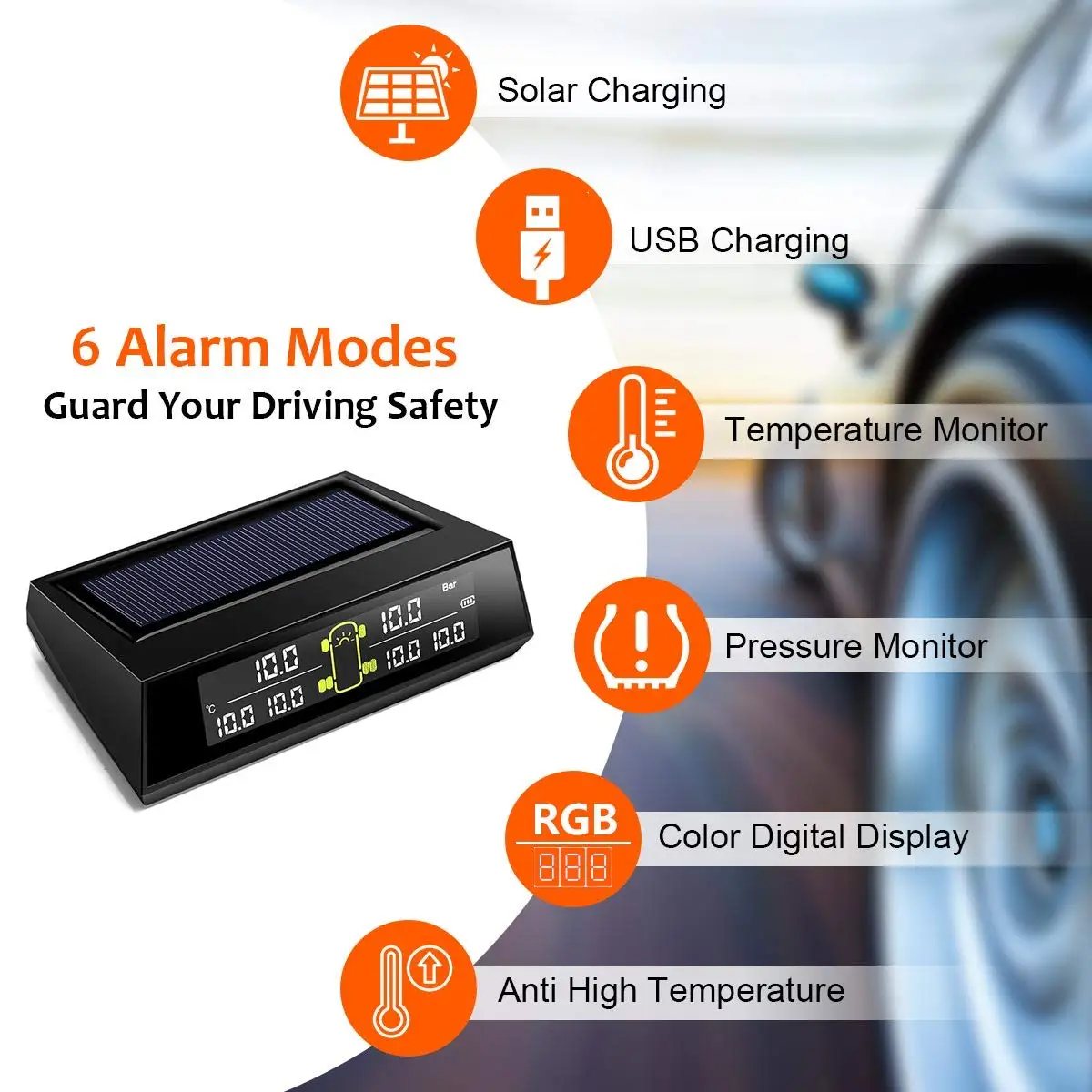 External Sensor 6 Wheels Tire Pressure Monitoring System Solar Power Trailer Bus Truck TPMS