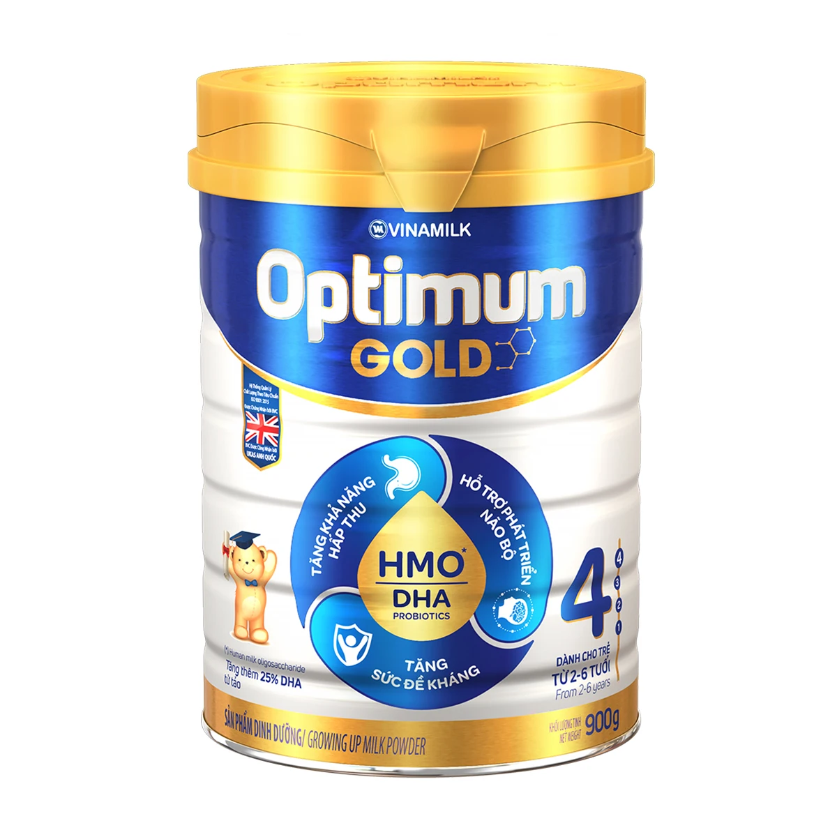 
Baby Powdered Milk- Vinamilk- Optimum Gold- Digest well Grow intelligent - Step 4 (For kid from 2-6 years old) Packing 900g Tin 