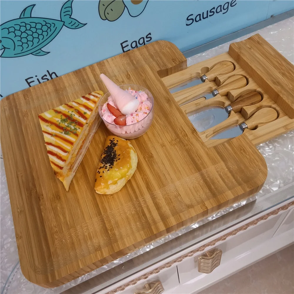  Популярная декоративная бамбуковая разделочная доска с круглым ножом для