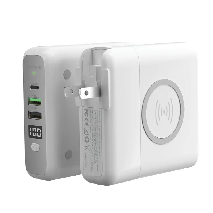 Quick Charge Support Wireless Charging LED Display Power Bank 10000mAh Wireless Magnetic Wall Charging