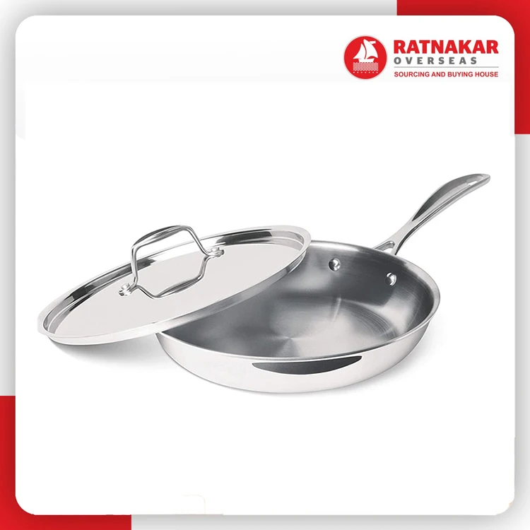 High Quality Durable Stainless Steel Stainless Steel Deep Frying Pan Stainless Steel Fry Pan With Lid For Sale