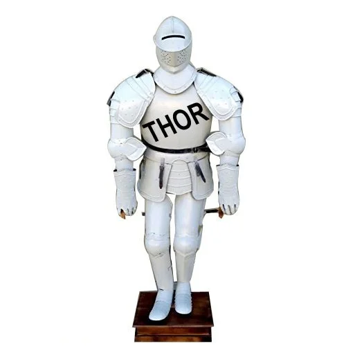 Combat Full Body Armor Suit White Color Knight Wearable Medieval 18 Gauge Steel Suit of Armor Gift