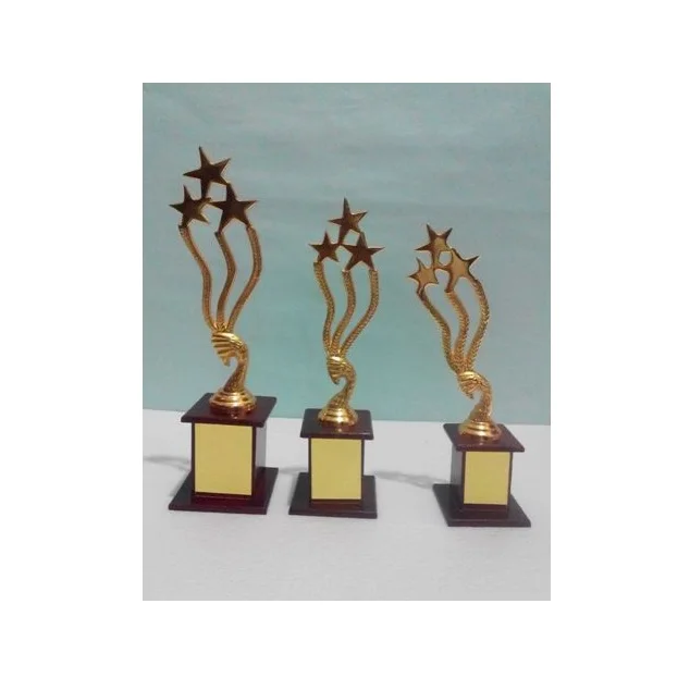 Metal Crystal Star Award Trophy With Square Black Base Souvenir Gold Plated Stylish Fancy Vintage