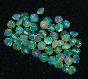 Натуральный белый Эфиопский Опал круглой огранки граненый драгоценный камень высокое качество цвет Play Fire оптовая продажа свободный