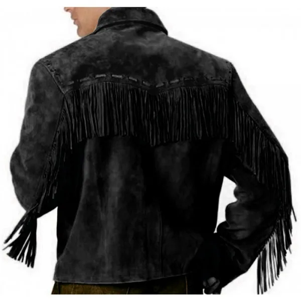 
Brown suede fringe jacket cowboy leather jacket mens suede jacket 
